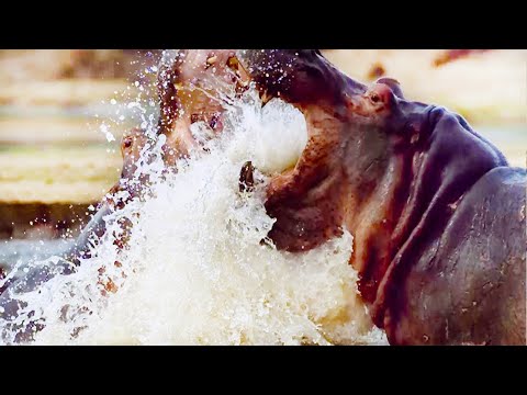 Male Hippo Battles Overlord for Mating Dominance | Life | BBC Earth