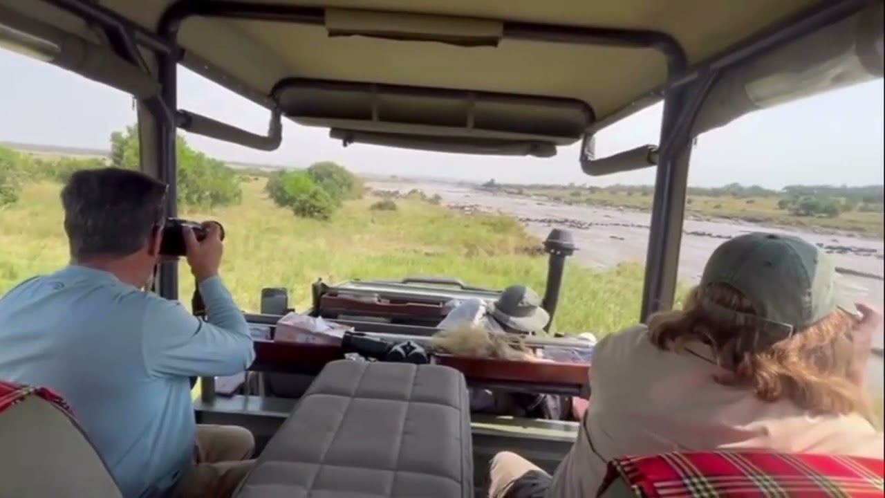 First wildebeest river crossing sighted between nr.7 and Makutano!