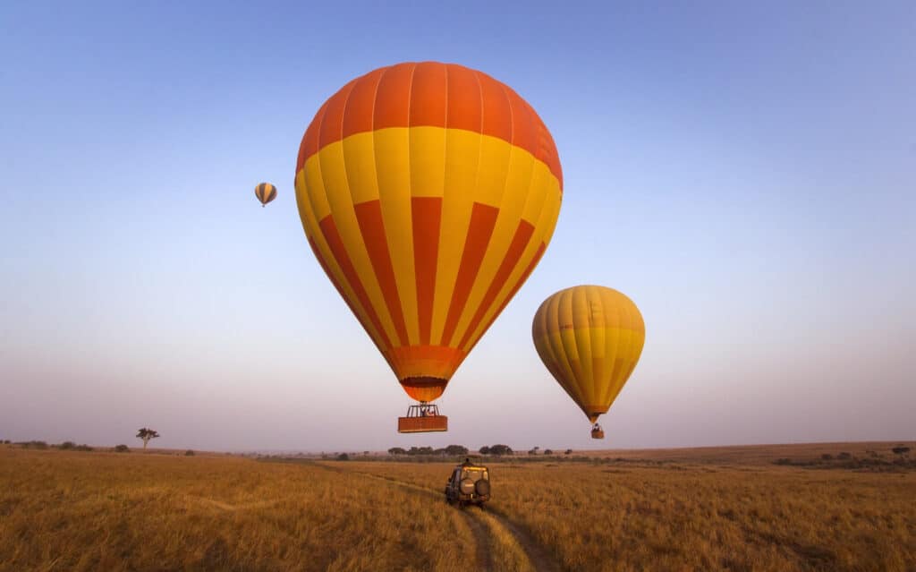 Hot air balloons over the masai mara, Kenya