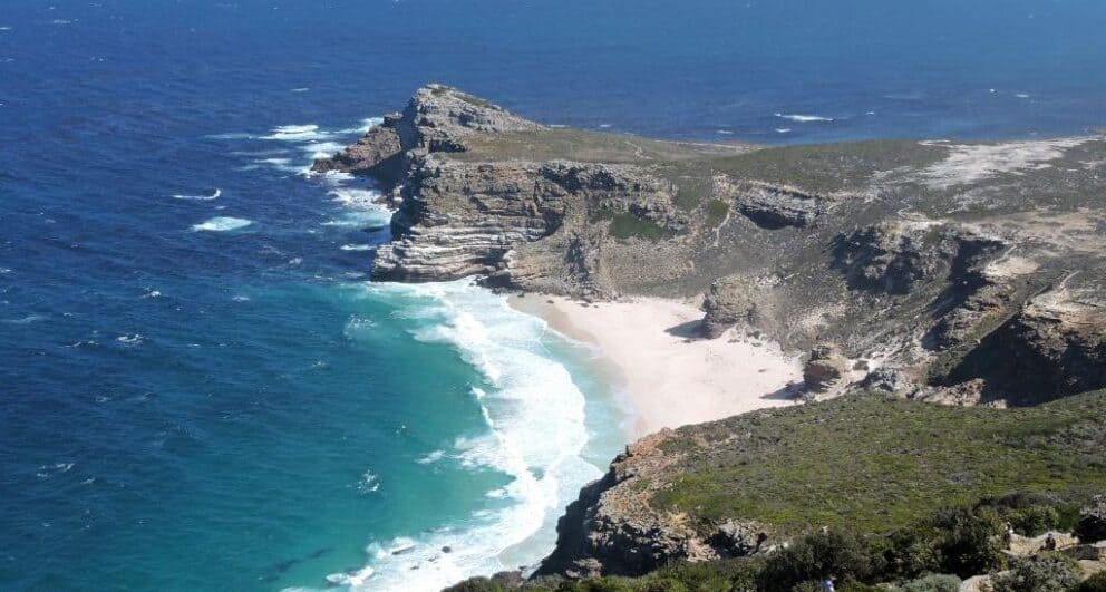 Aerial view of Diaz beach at Cape Point in Cape Town