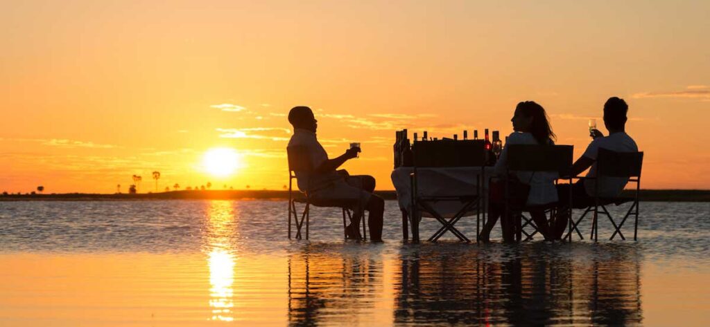 Sundowner experience in Makgadikgadi Pans, Botswana.