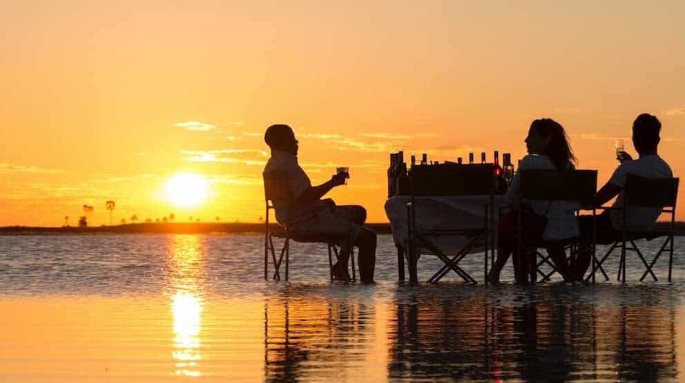 Sundowner experience in Makgadikgadi Pans, Botswana.