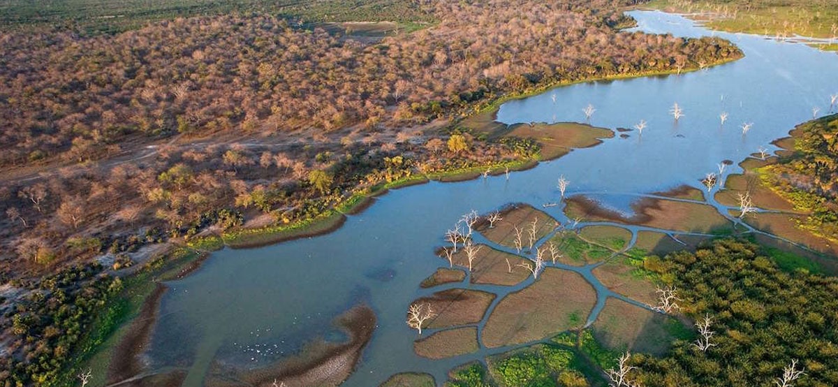 An aerialview of Botswana always mesmerises