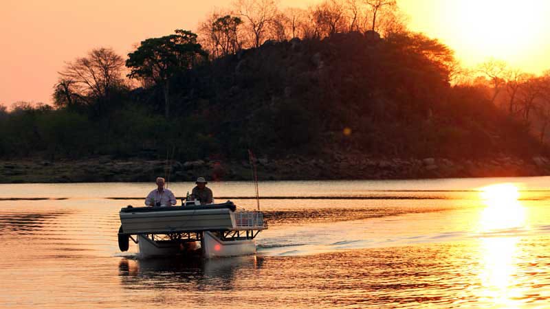 fishing on lake kariba during sunset