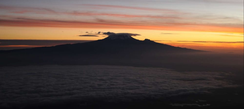 silhouette of mount meru peak