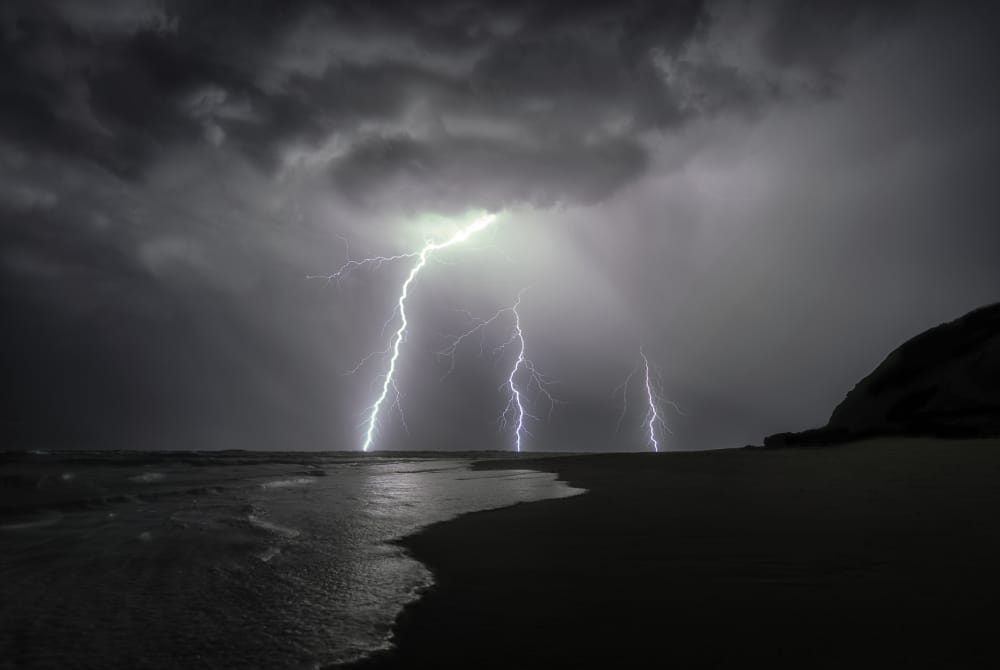 lighting strikes during storm mozambique holiday