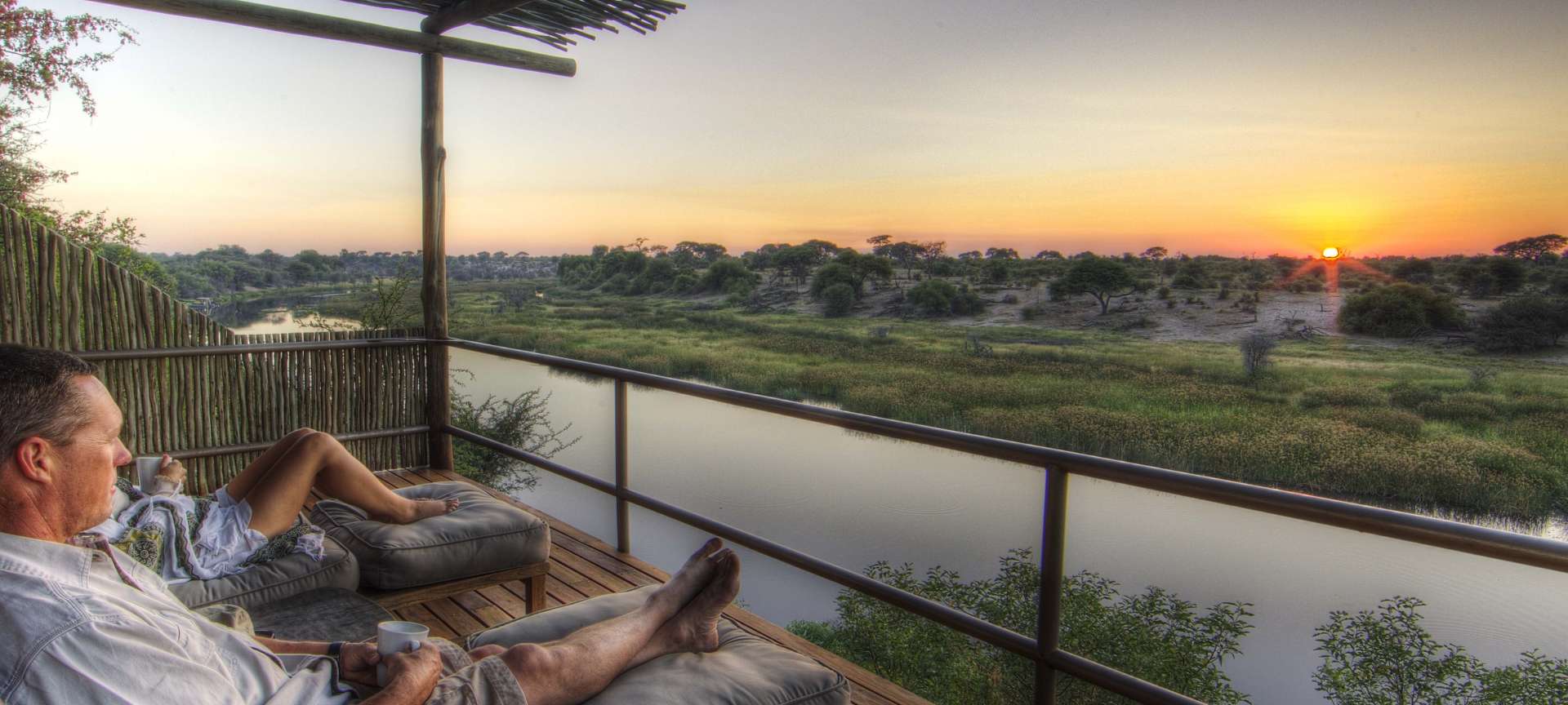 View over the pans from the deck at Leroo La Tau in Makgadikgadi Pans