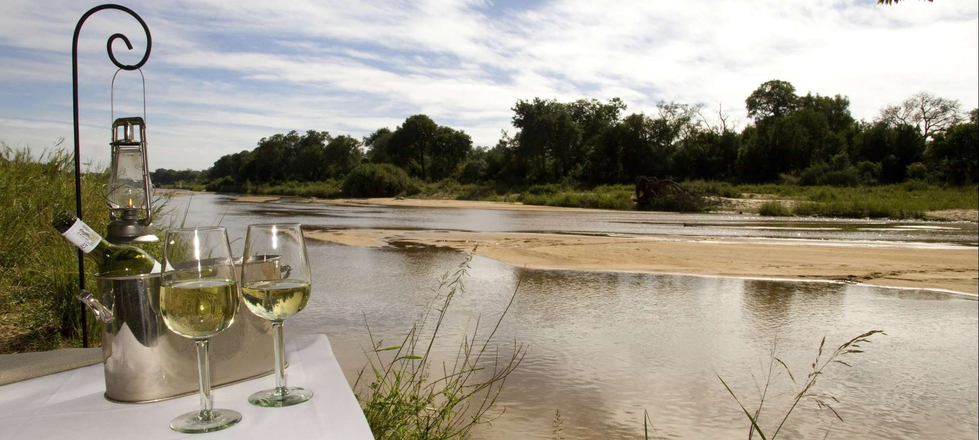 Table set up by the bush for a couple on honeymoon in South Africa