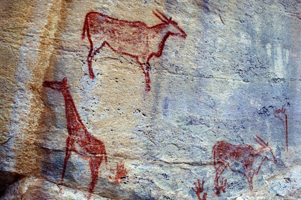 Ancient rock art at Tsodilo Hills, Botswana.