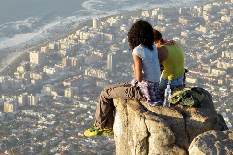 Tourists on Lions Head in Cape Town.