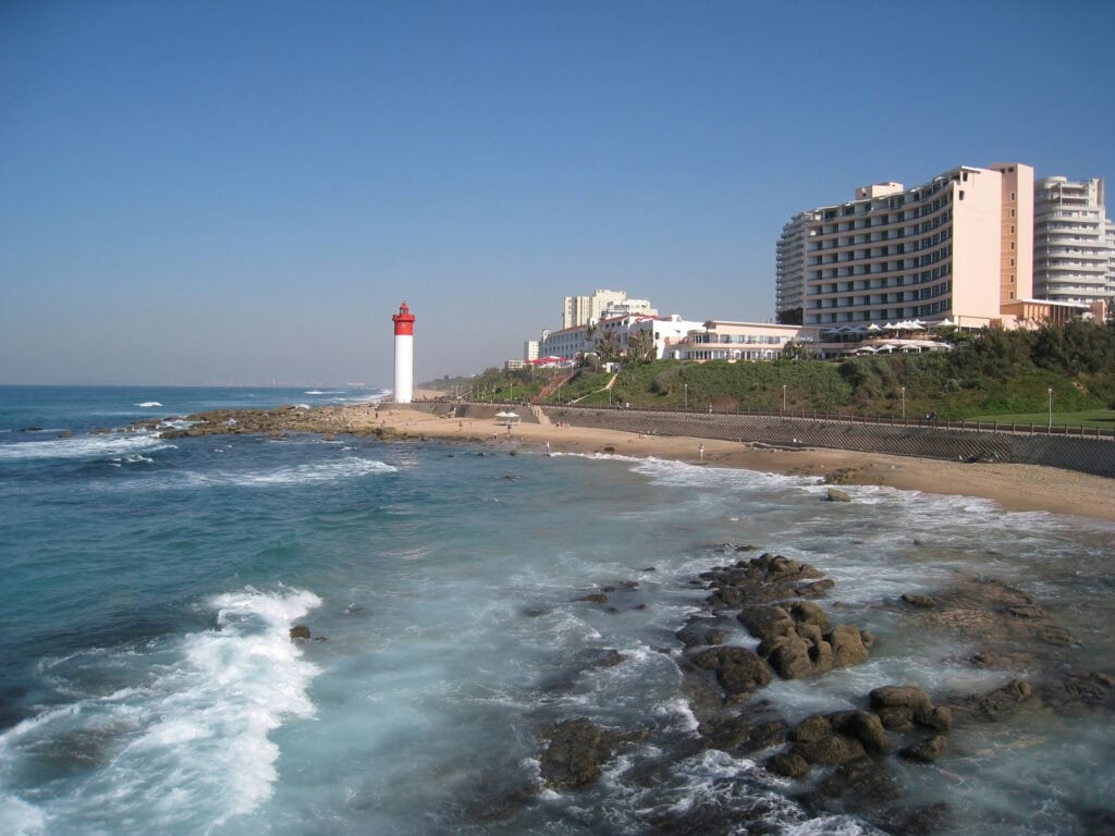 Durban coastline with lighthouse