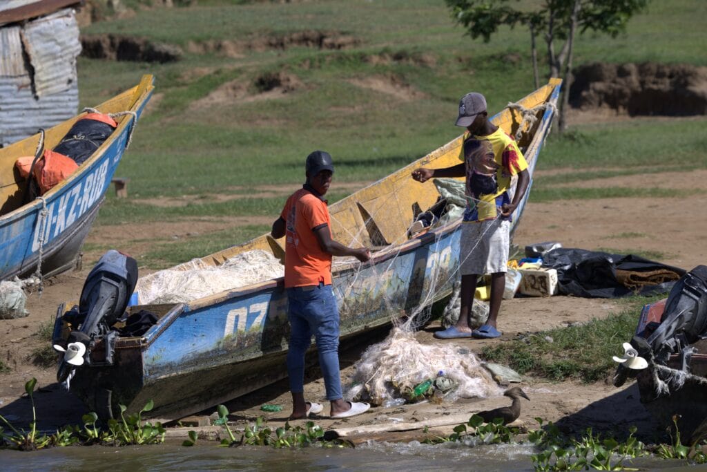 Man along a river, Rwanda
