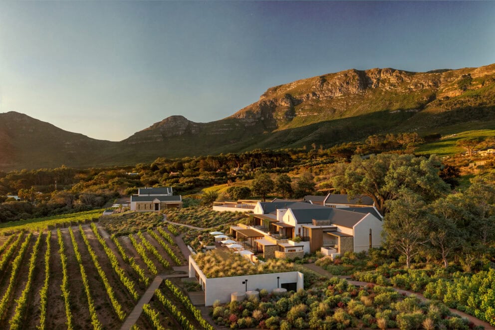 Aerial view of the estate in the winelands