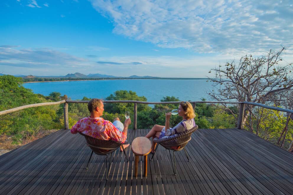 Deck overlooking Lake Malawi.  A tranquil start for African safaris for seniors. 