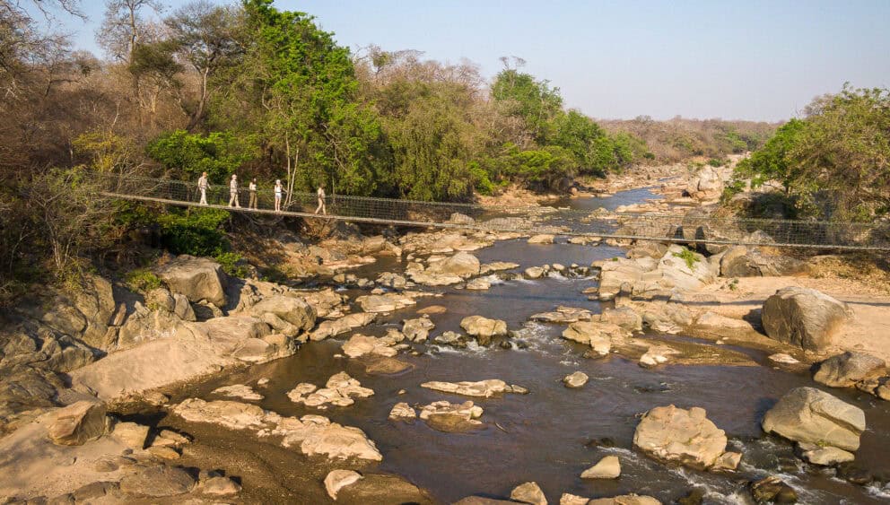 A bridge crossing over a stream in Majete for Malawi safari holidays