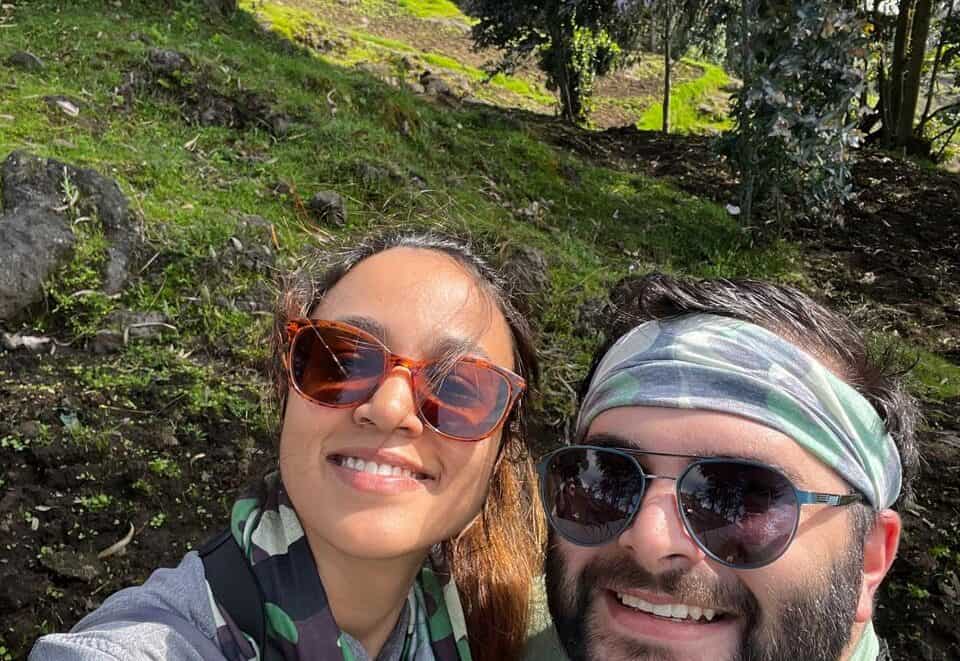 Micky and his wife on their mountain gorilla trekking adventure in Rwanda