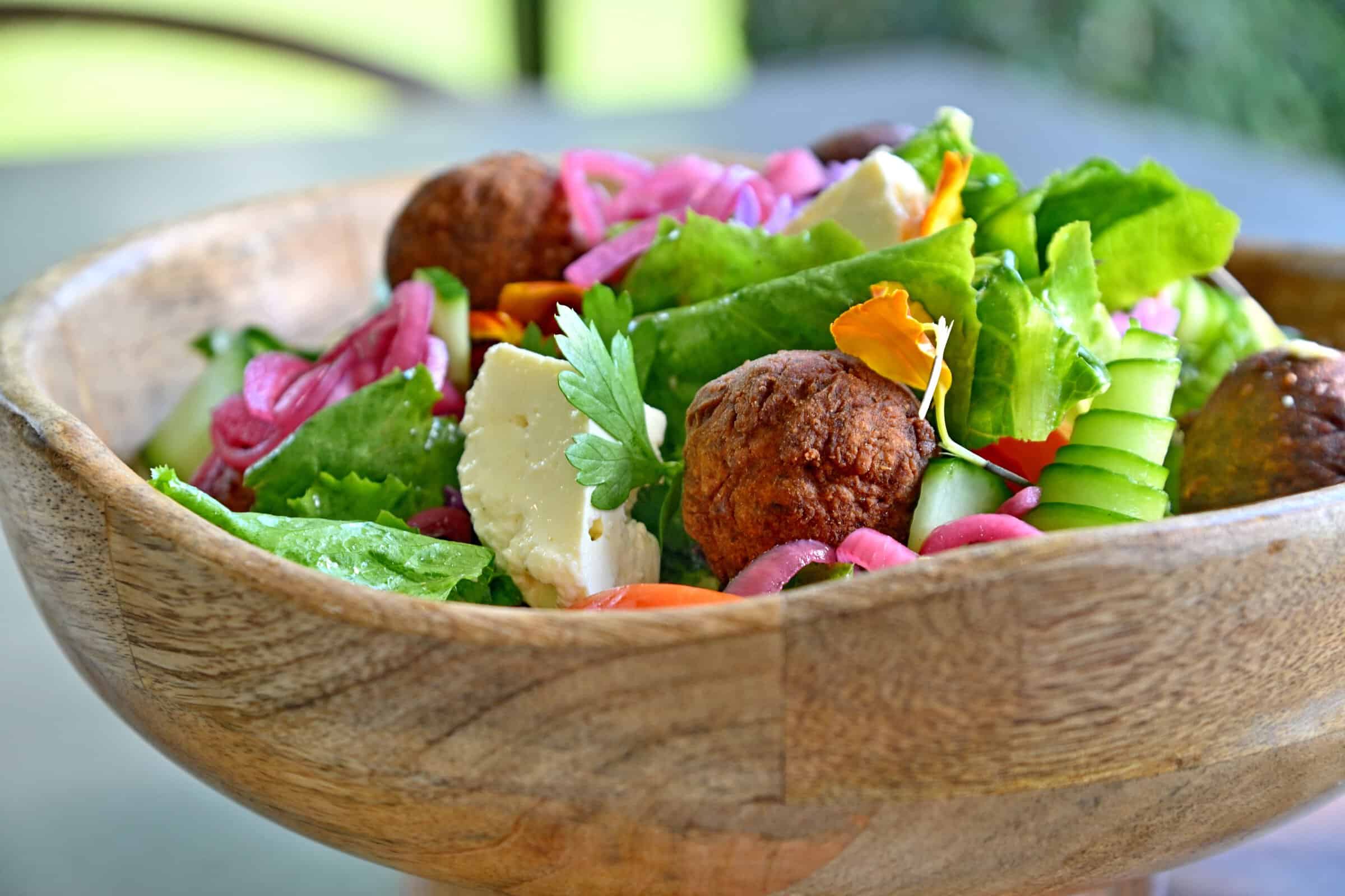 Falafel salad at Mukwa River Lodge Zambia