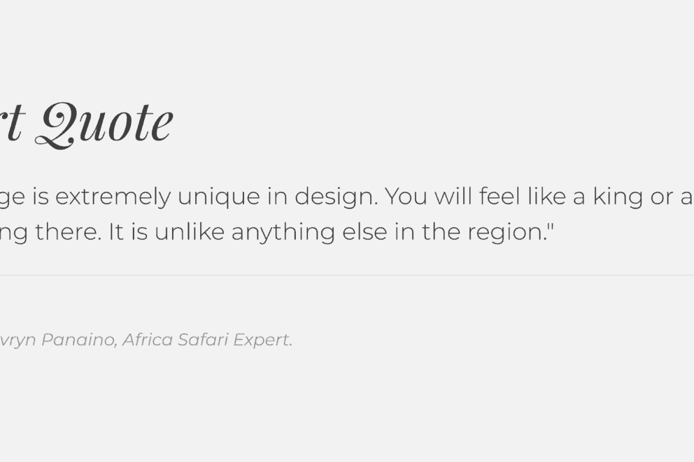 A Discover Africa Safari Expert quote on the design and luxury at Sabi Sabi Earth Lodge.
