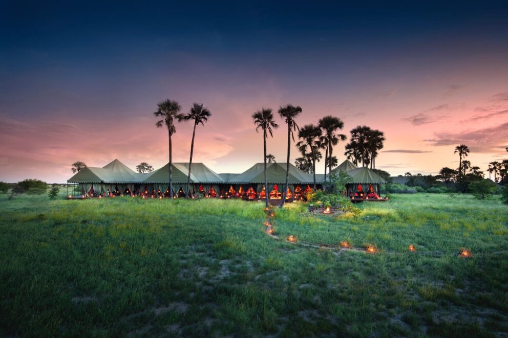 Exterior view of Jack's Camp in Botswana, Makgadikgadi Pans