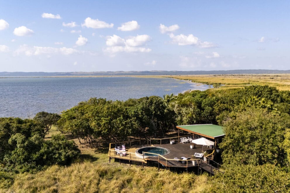 Aerial view of Makakatana Bay Lodge