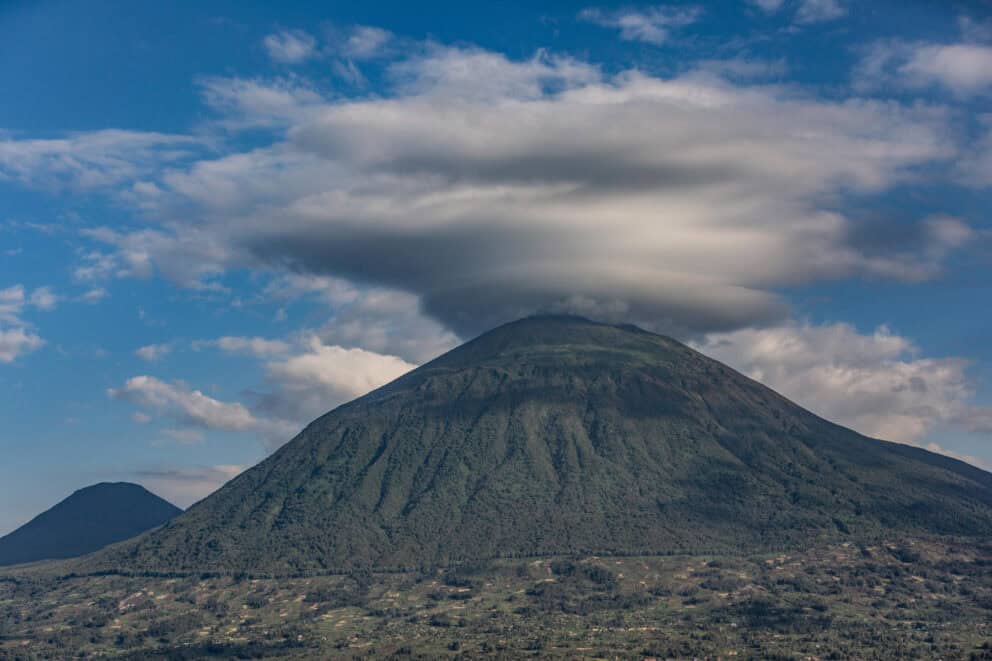 Virunga Mountains as seen from the Virunga Lodge