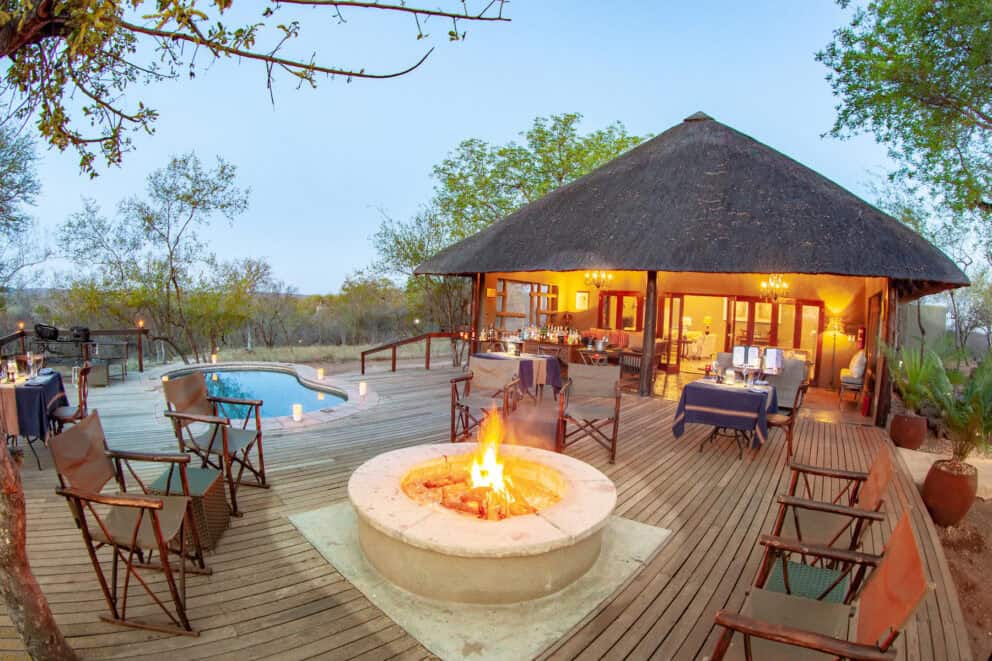 Swimming pool and deck area at Little Garonga on a Kruger Safari