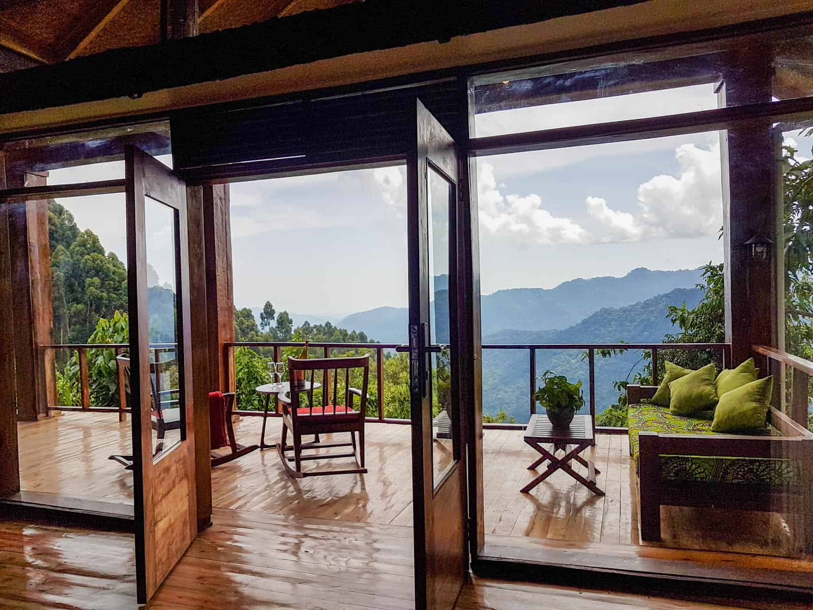 Luxury forest suite balcony overlooking Bwindi. This is perfect for a Uganda honeymoon.