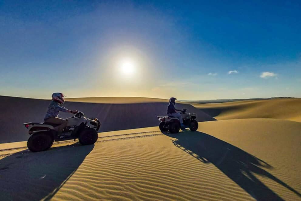 Quad bikes on the Skeleton coast. This is part of the Namibia desert safari experience 