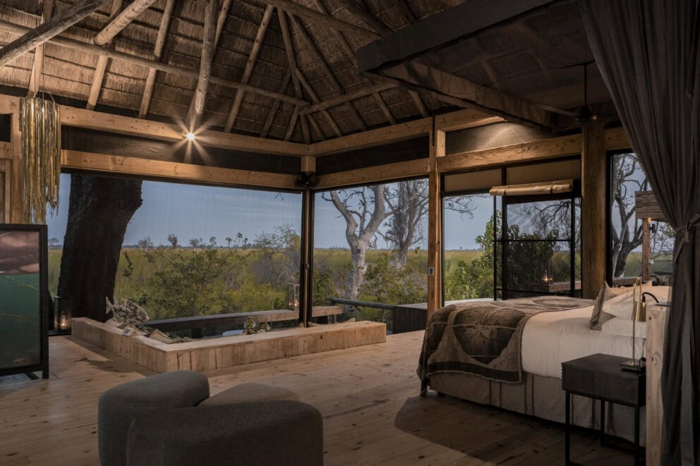Interior of a room at VUmbura Plains; an Okavango Delta Lodge